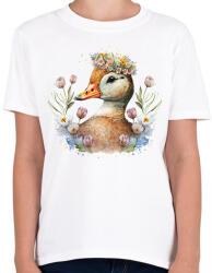 printfashion Kacsa virágokkal - Gyerek póló - Fehér (12760422)