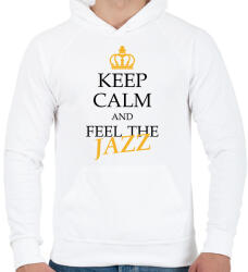 printfashion Keep calm - Jazz - Férfi kapucnis pulóver - Fehér (7655469)