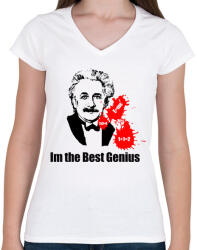 printfashion genius - Női V-nyakú póló - Fehér (1242710)