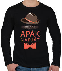 printfashion Boldog apák napját! - Férfi hosszú ujjú póló - Fekete (2597466)