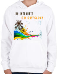 printfashion NO INTERNET GO OUTSIDE - Gyerek kapucnis pulóver - Fehér (1464831)