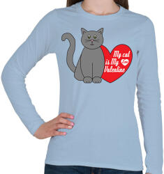 printfashion Love my cat - Női hosszú ujjú póló - Világoskék (2187094)