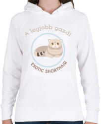 printfashion A legjobb gazdi - Exotic shorthair - Női kapucnis pulóver - Fehér (6305722)