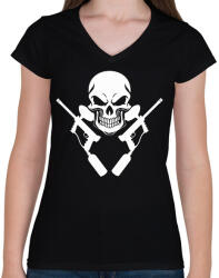 printfashion PaintBall - Női V-nyakú póló - Fekete (2854145)