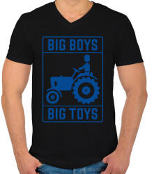 printfashion Big boys big toys - traktoros - Férfi V-nyakú póló - Fekete (1196355)