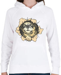 printfashion Mopsz - Női kapucnis pulóver - Fehér (12035679)