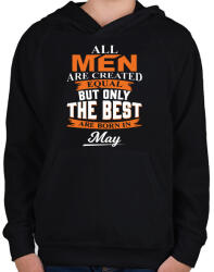 printfashion A legjobbak Májusban születtek! - Gyerek kapucnis pulóver - Fekete (888009)