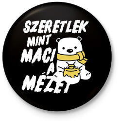 printfashion Szeretlek, mint maci a mézet - páros minta - Kitűző, hűtőmágnes - Fekete (16814709)