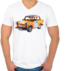 printfashion LEGO Trabant - Retro autó - Férfi V-nyakú póló - Fehér (15532954)