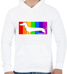 printfashion Tacskó szivárvány háttérben - Férfi kapucnis pulóver - Fehér (13417202)