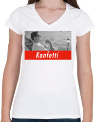 printfashion Wall street farkasai konfetti jelenet - Női V-nyakú póló - Fehér (1082113)