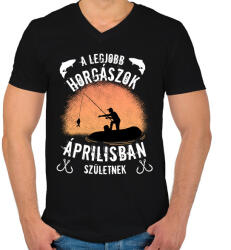 printfashion a legjobb horgászok - Férfi V-nyakú póló - Fekete (4985765)
