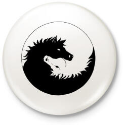 printfashion Lovas jin-jang - Kitűző, hűtőmágnes - Fehér (3089459)