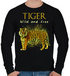 printfashion tiger wild and free - Férfi pulóver - Fekete (10754231)