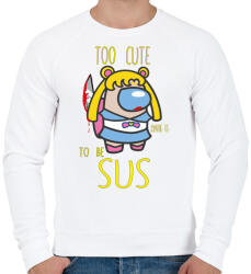 printfashion Among us Too Cute To Be SUS - Férfi pulóver - Fehér (4180229)