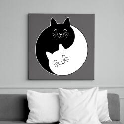 printfashion Yin-Yang macskák - Vászonkép - Sötétszürke (14503172)