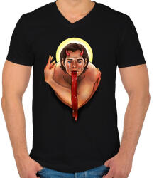 printfashion Sam - Férfi V-nyakú póló - Fekete (2544552)