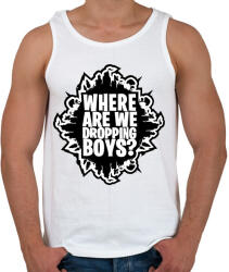 printfashion Where are we dropping boys - Fortnite - Férfi atléta - Fehér (1807361)