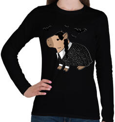 printfashion Wednesday capybara fehér körvonal - Női hosszú ujjú póló - Fekete (14235141)