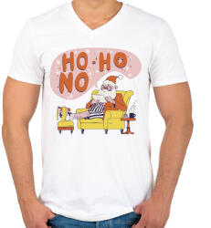 printfashion Mikulás - ho ho NO - Férfi V-nyakú póló - Fehér (5526427)