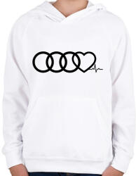 printfashion AUDI Love - Gyerek kapucnis pulóver - Fehér (380605)