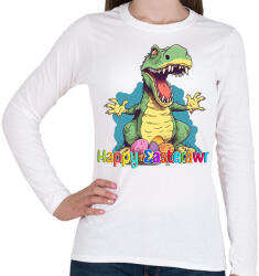 printfashion T-rex dínó húsvéti tojások - Női hosszú ujjú póló - Fehér (13167358)