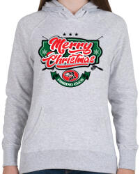 printfashion Boldog Karácsonyt - Horgászklub - Női kapucnis pulóver - Sport szürke (459354)