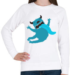printfashion Őrült kék szörnyecske - Női pulóver - Fehér (4993816)