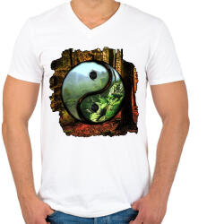 printfashion Az élet valójában! - Férfi V-nyakú póló - Fehér (7116343)