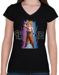 printfashion Goku - Női V-nyakú póló - Fekete (16526753)