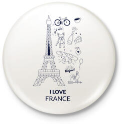 printfashion I LOVE FRANCE 1 - Kitűző, hűtőmágnes - Fehér (10544033)