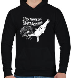 printfashion Stop Thinking. Start Drinking. - Férfi kapucnis pulóver - Fekete (16746566)