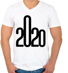 printfashion 2020 - Férfi V-nyakú póló - Fehér (3705343)