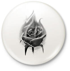 printfashion Lángoló rózsa - Kitűző, hűtőmágnes - Fehér (13321757)