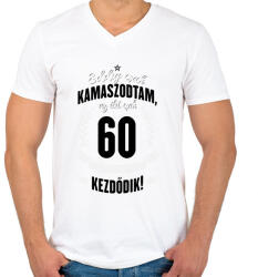 printfashion kamasz-60-black-white - Férfi V-nyakú póló - Fehér (614363)