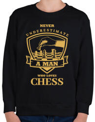 printfashion A man who loves chess - Gyerek pulóver - Fekete (7452224)