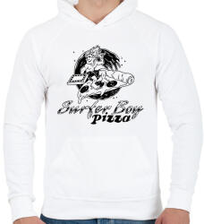 printfashion Surfer Boy Pizza - Férfi kapucnis pulóver - Fehér (7292862)