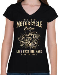 printfashion cafe racer - Női V-nyakú póló - Fekete (13726620)