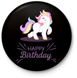 printfashion Szülinapos egyszarvú - Kitűző, hűtőmágnes - Fekete (3092462)
