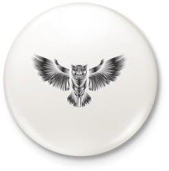 printfashion Bagoly - Kitűző, hűtőmágnes - Fehér (5150348)