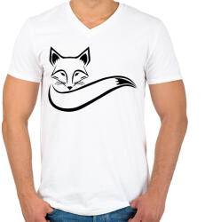 printfashion Róka - Férfi V-nyakú póló - Fehér (5023014)