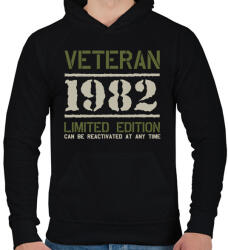 printfashion Veteran_1982 - Férfi kapucnis pulóver - Fekete (7704075)