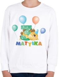 printfashion Dínós szülinap - Névvel, számmal - Gyerek pulóver - Fehér (8098263)