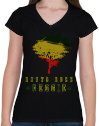 printfashion reggie2 - Női V-nyakú póló - Fekete (1502080)