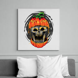 printfashion Halloween tök koponya - Vászonkép - Fehér (6638631)