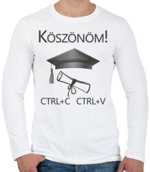 printfashion Köszönöm! Crtl+C Ctrl+V - Férfi hosszú ujjú póló - Fehér (6336989)