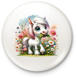 printfashion Legelésző fehér póni - Kitűző, hűtőmágnes - Fehér (15899789)