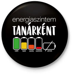 printfashion Energiaszintem Tanárként - Kitűző, hűtőmágnes - Fekete (16550798)