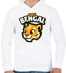 printfashion Cute Bengal - Férfi kapucnis pulóver - Fehér (5135728)