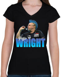 printfashion Peter Wright - Női V-nyakú póló - Fekete (15545587)